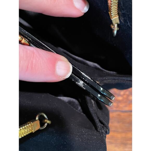 VTG Koret Black Kid Suede Evening Clutch/Purse with Mini Coin Purse, Gold Chain - Picture 11 of 11